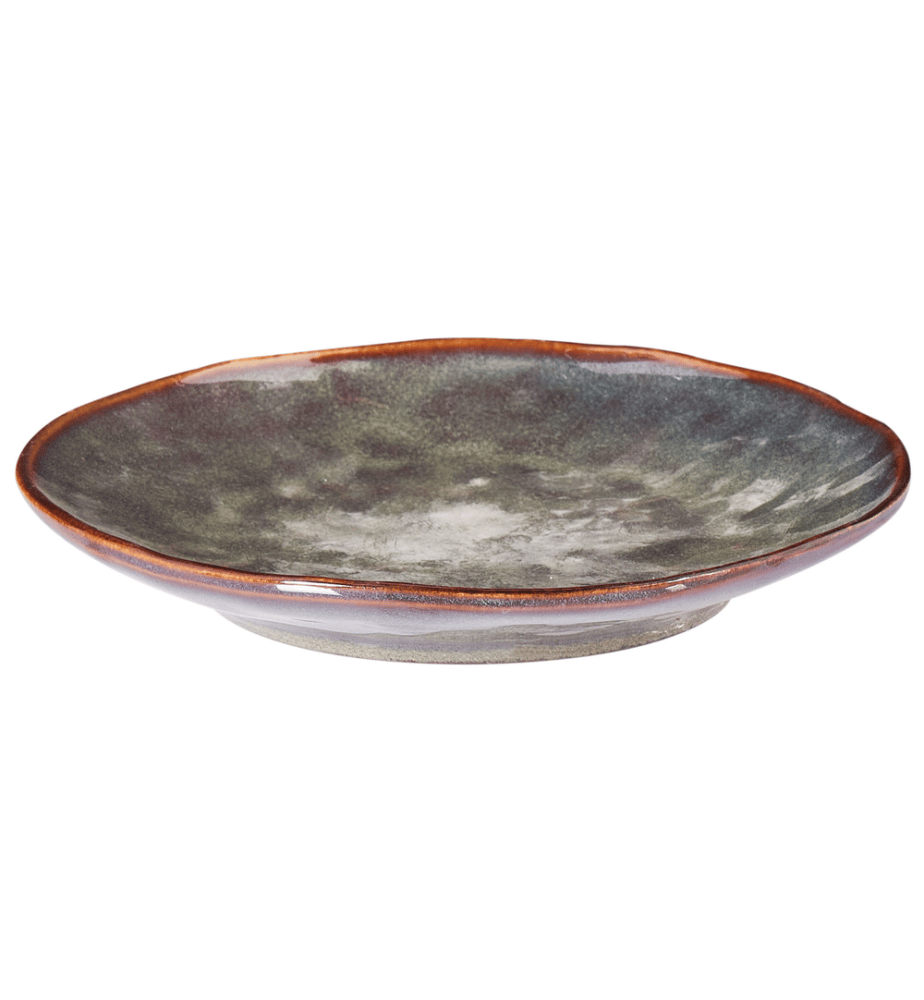Set of 4 Side Plates THYME Stoneware Dark Green