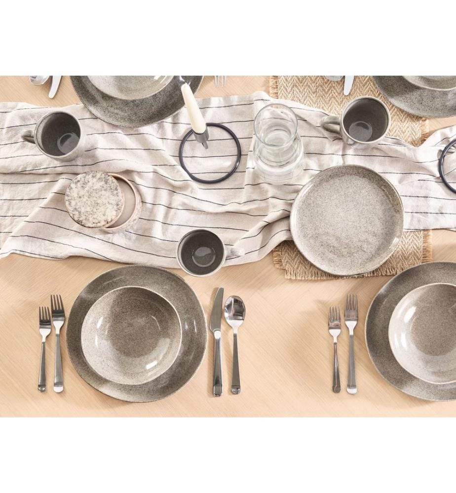 Set of 4 Dinner Plates COSTMARY Stoneware Grey