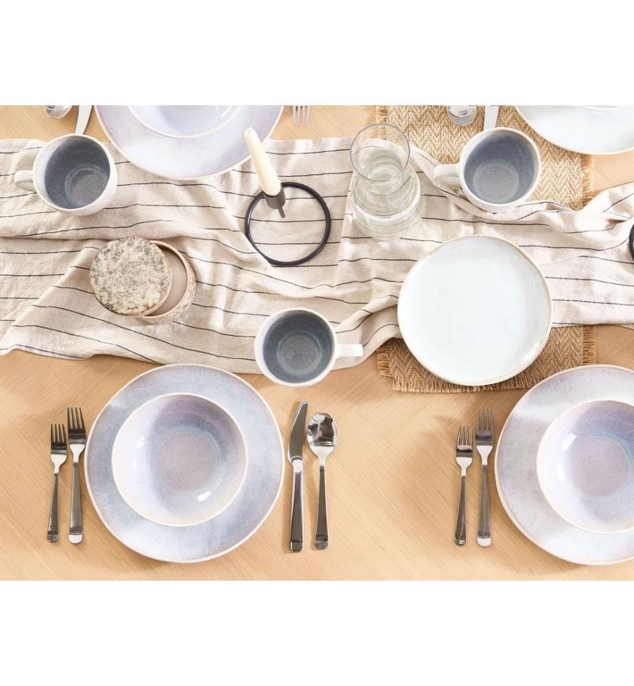 Set de 4 assiettes plates SESAME Grès Gris clair