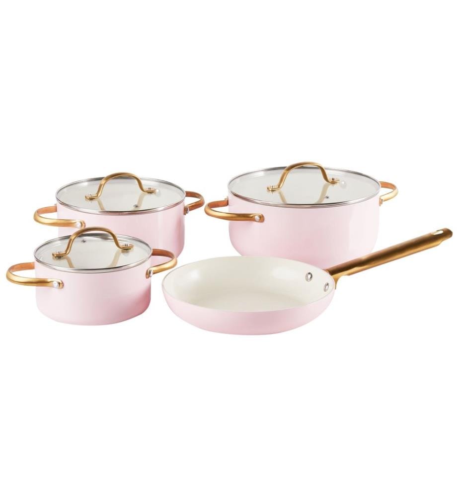 7 Piece Cookware Set ELITE PRO Pastel Pink