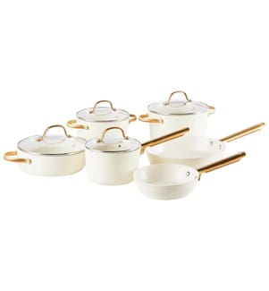 Ensemble de 10 pièces d'ustensiles de cuisine ELITE PRO Blanc cassé
