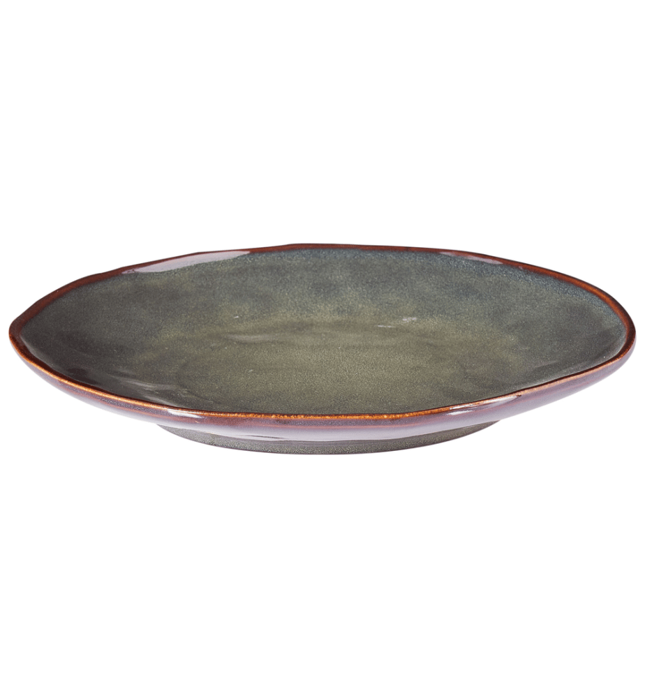 Lot de 8 assiettes plates THYME Grès Vert foncé