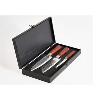 Lot de 3 couteaux Acier de Damas KASHIWA Marron
