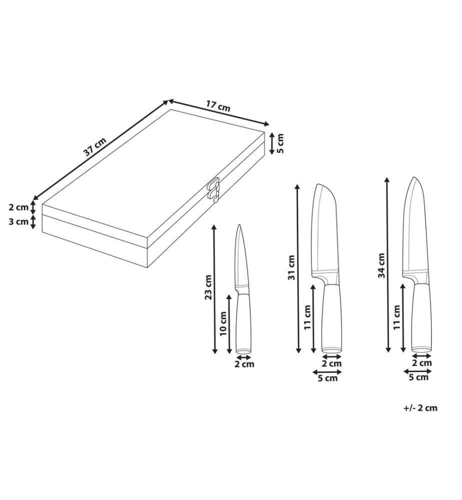 Lot de 3 couteaux Acier de Damas KASHIWA Marron