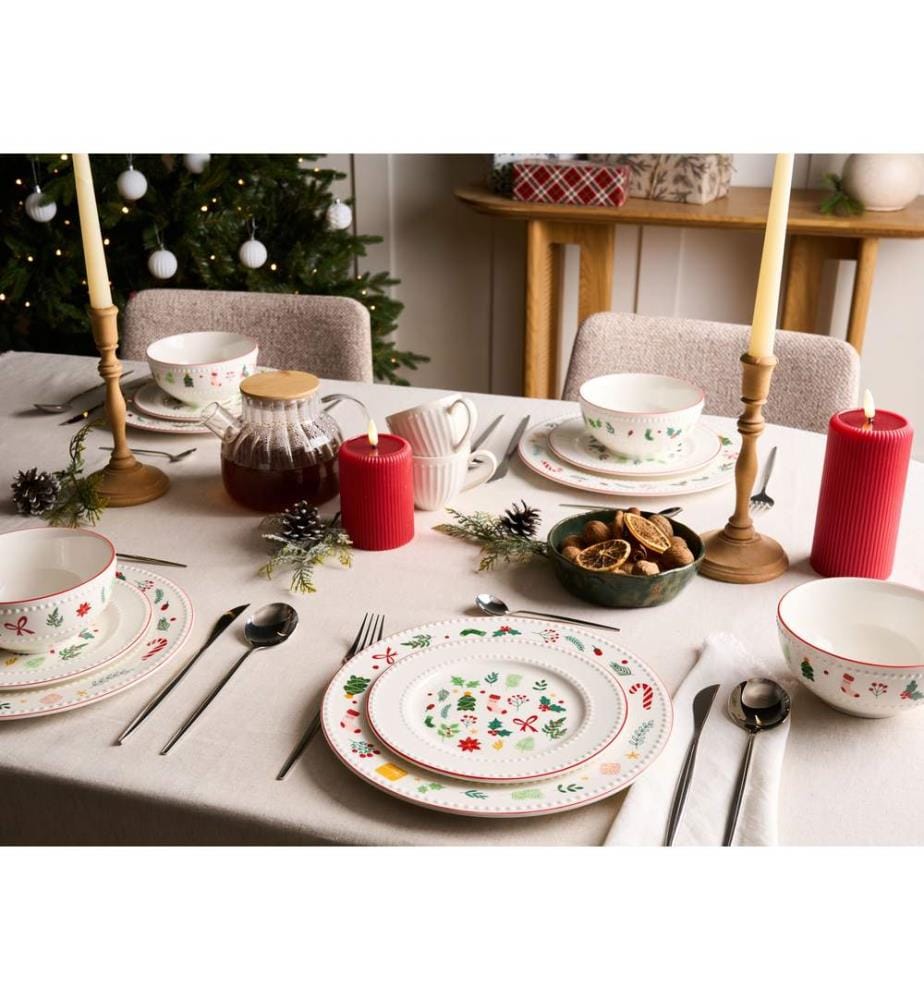 Set de 12 couverts de table SAFFRON Porcelaine Blanc