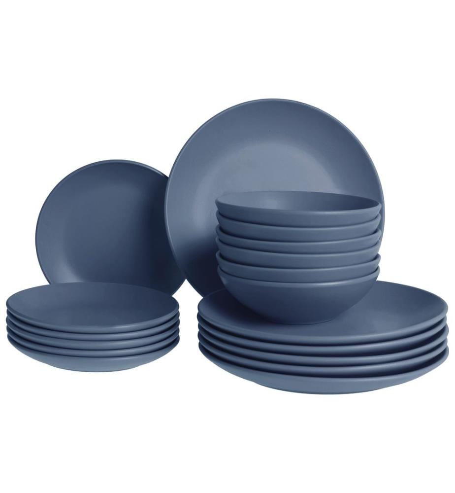 Set de 18 couverts de table VIVANI Grès Bleu