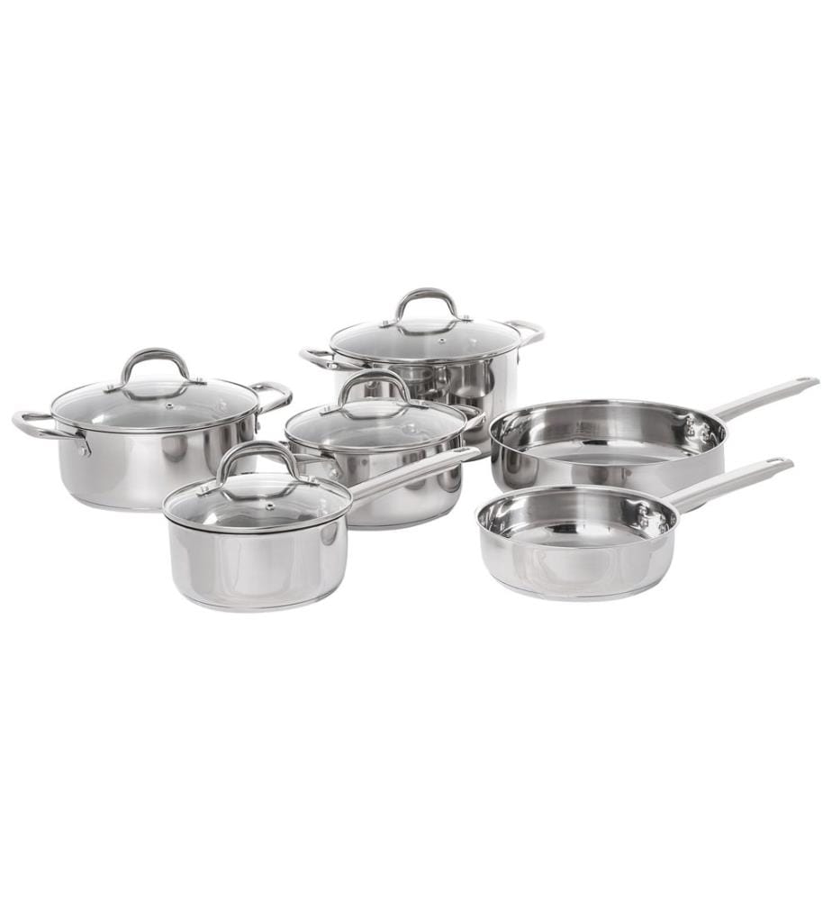 10 Piece Cookware Set PRIMECOOK Stainless Steel Silver