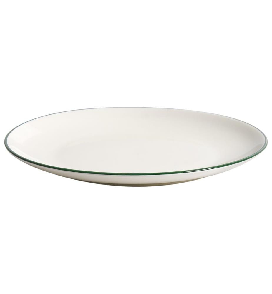Set of 12 Dinnerware CUMIN Porcelain Off-White/ Green
