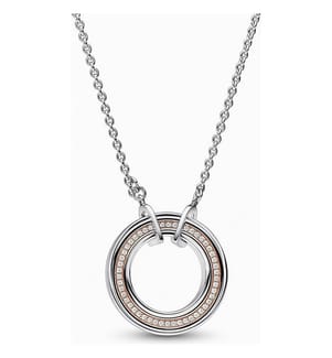 Pandora Signature Collana bicolore con logo e pavé - Argento e oro rosa