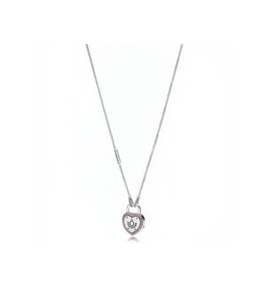 Collana con lucchetto a forma di cuore - Rosa e argento