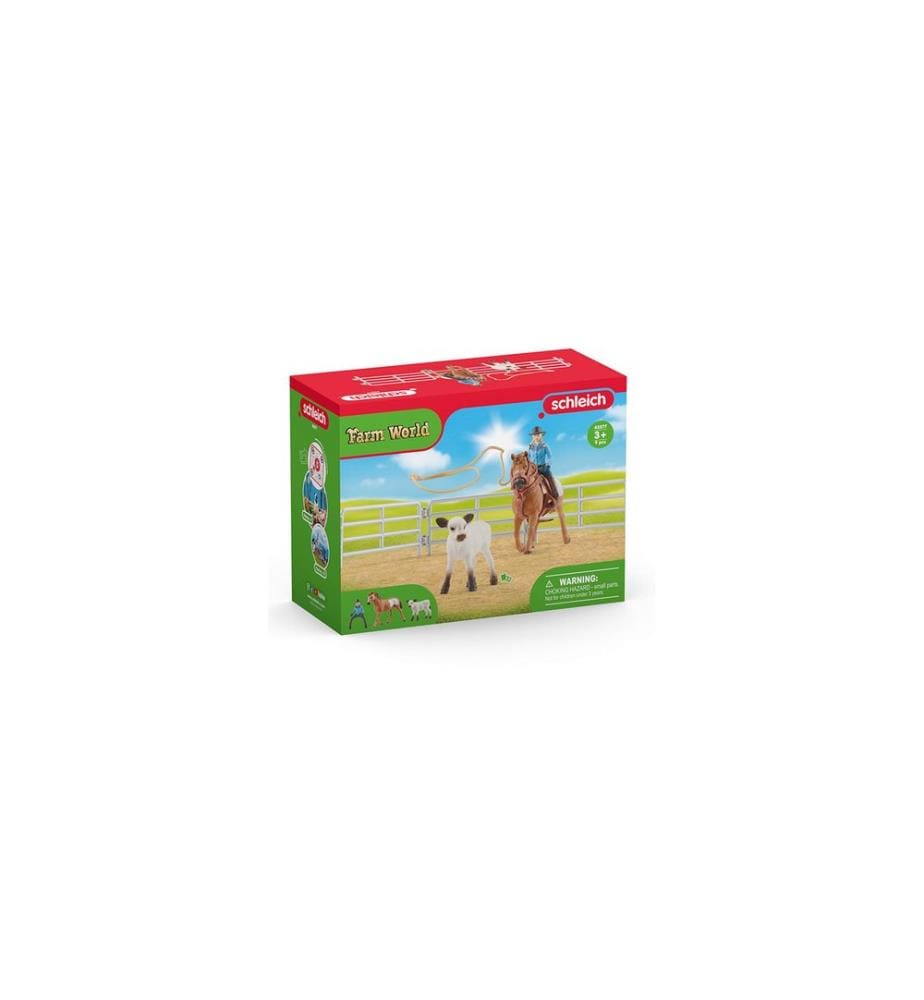 SCHLEICH - Ensemble de pions Farm World Team Roping avec Cowgirl