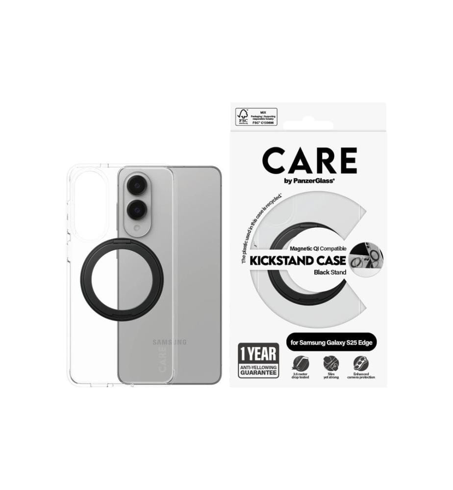 CARE - Coque arrière Fonctionnalité avec kickstand Transparent Noir