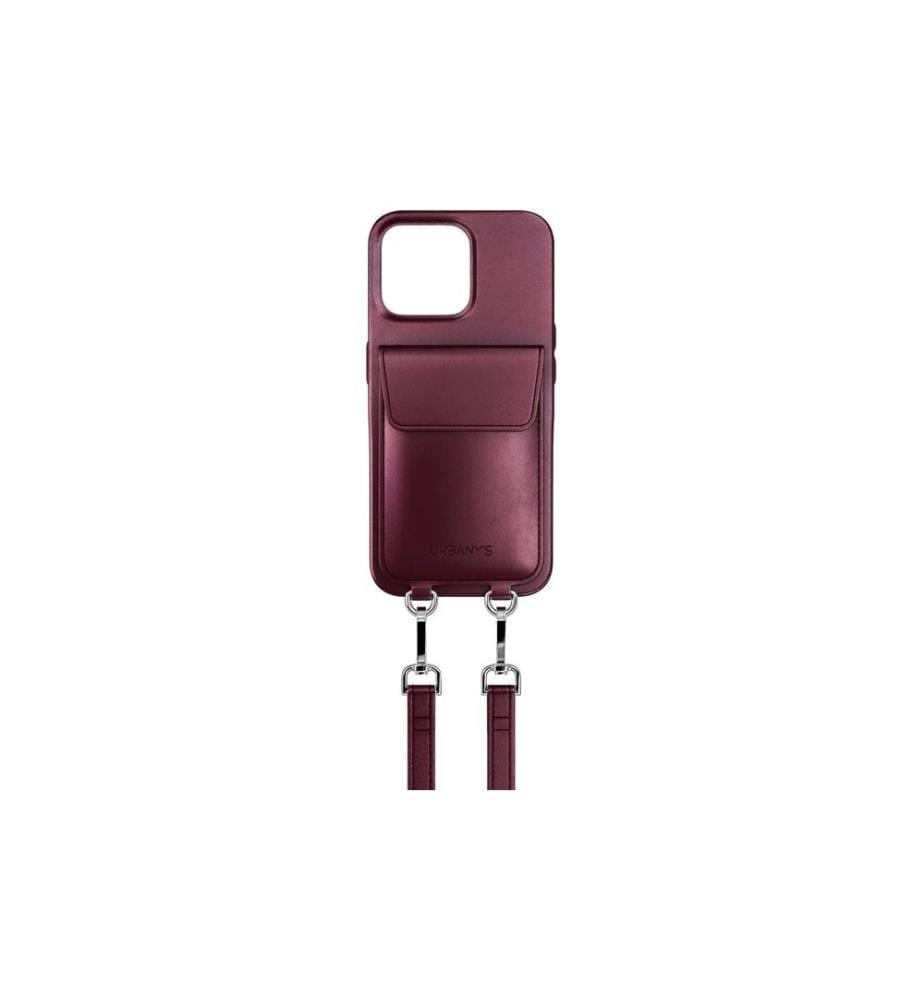 URBANY'S - Necklace Case Chaîne de téléphone portable+. iPhone 16 Pro Vin rouge