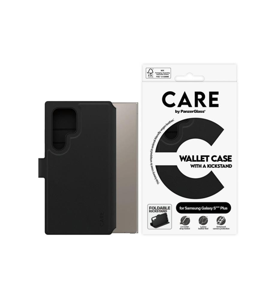CARE - Coque arrière Wallet Case Kickstand Galaxy S25 Ultra Noir