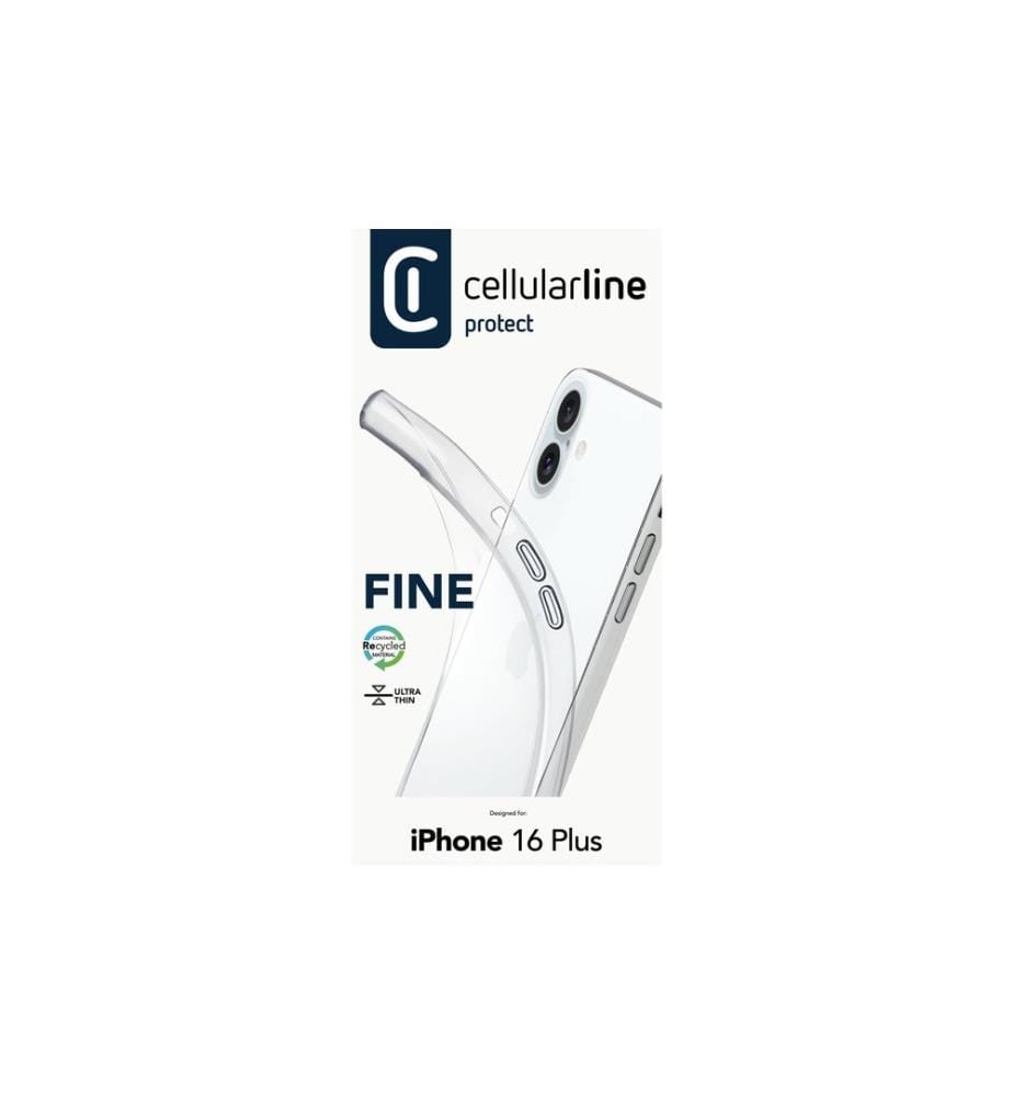 Cellular Line - Coque arrière Rubber Case iPhone 16 Plus Clear