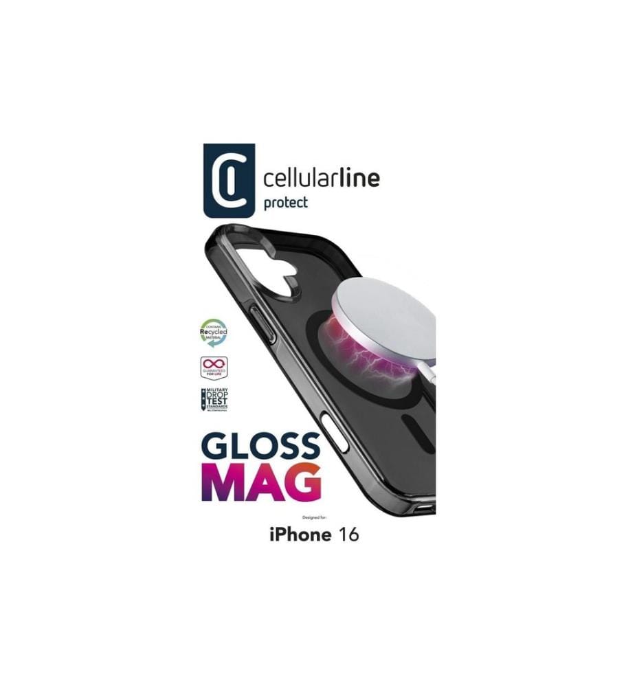 Cellular Line - Coque arrière Gloss Case iPhone 16 Black
