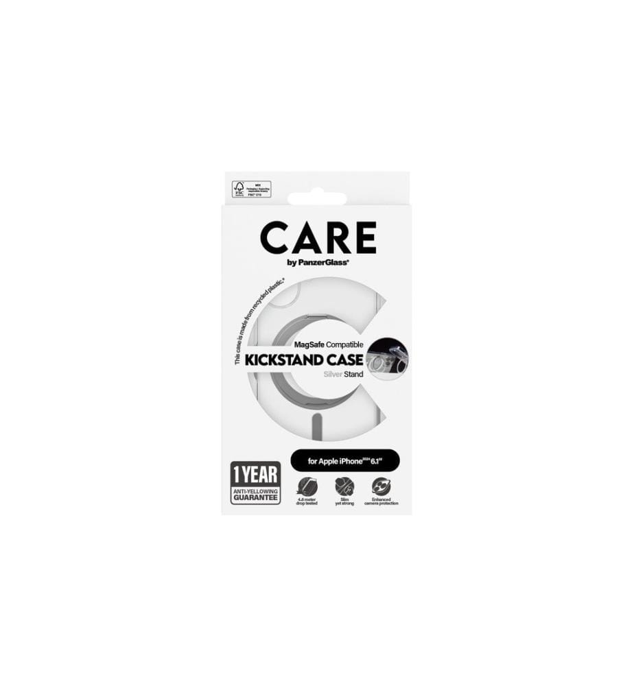 CARE - Coque arrière Feature Kickstand iPhone 16 Argent