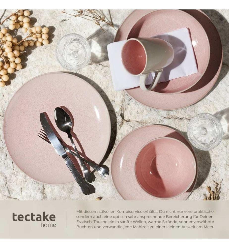 Set di stoviglie Mare in terracotta per 6 persone - 30 pezzi, rosa
