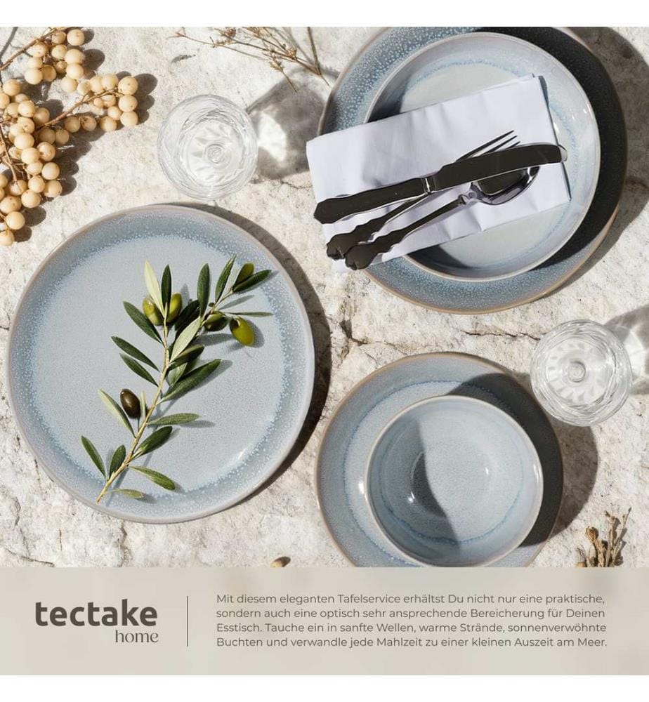 Set di stoviglie Mare in terracotta per 6 persone - 24 pezzi, grigio