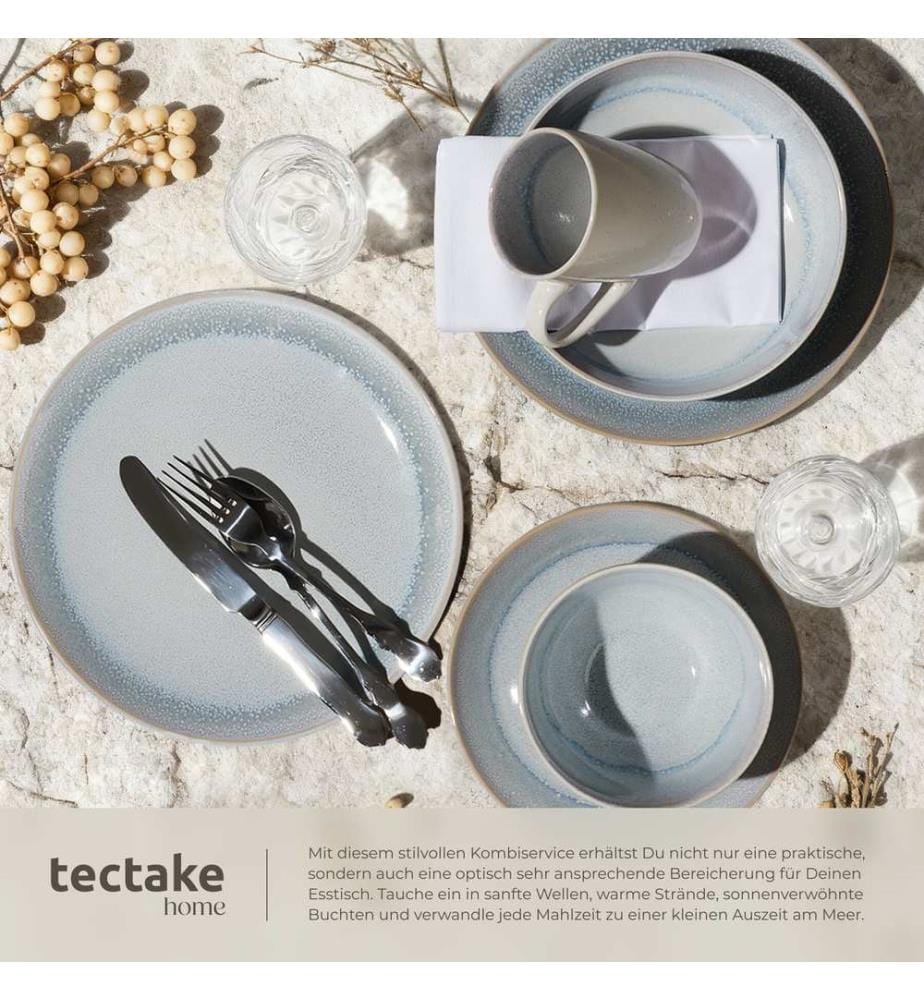 Set di stoviglie Mare in terracotta per 6 persone - 30 pezzi, grigio