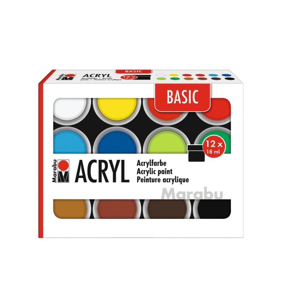 MARABU - Acrylfarbe Basic Set 12 x 18 ml
