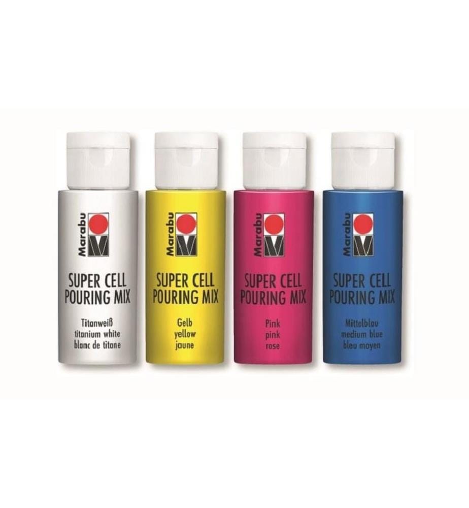MARABU - Peinture acrylique Super Cell Pouring Mix Galaxy 4 x 60 ml