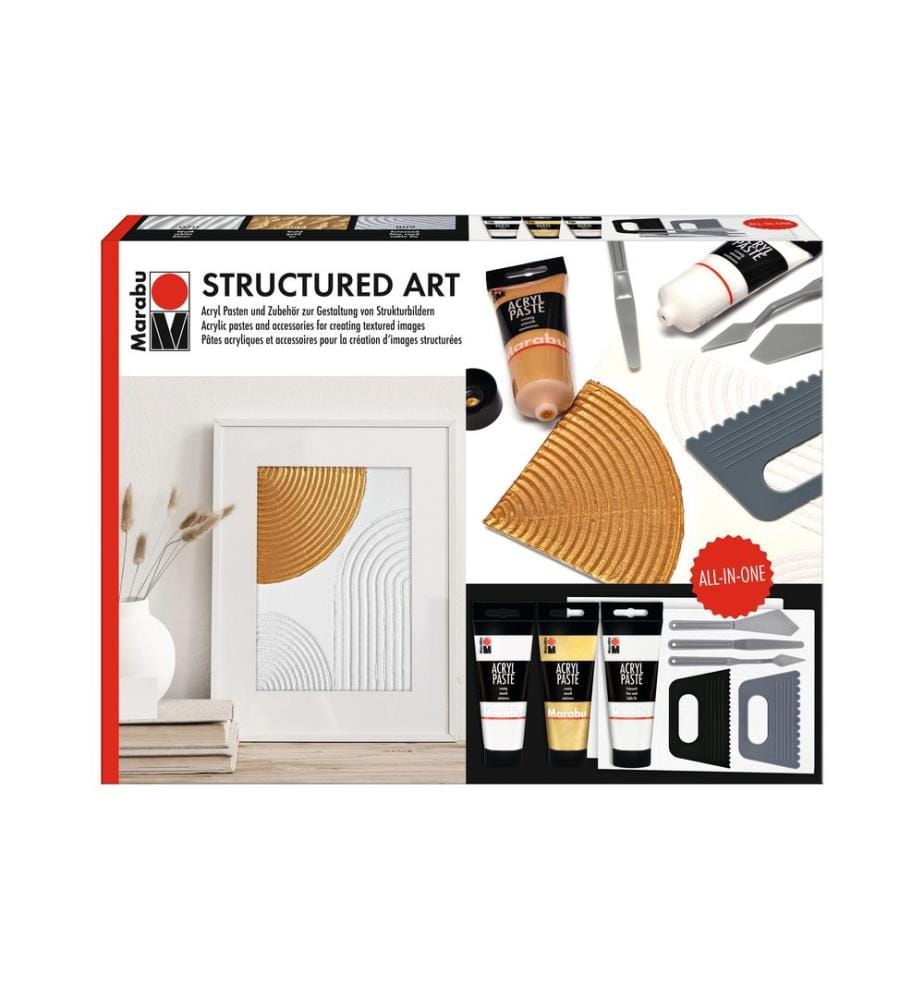MARABU - Pâte acrylique Set Structured Art 3 x 100 ml, 10 pièces