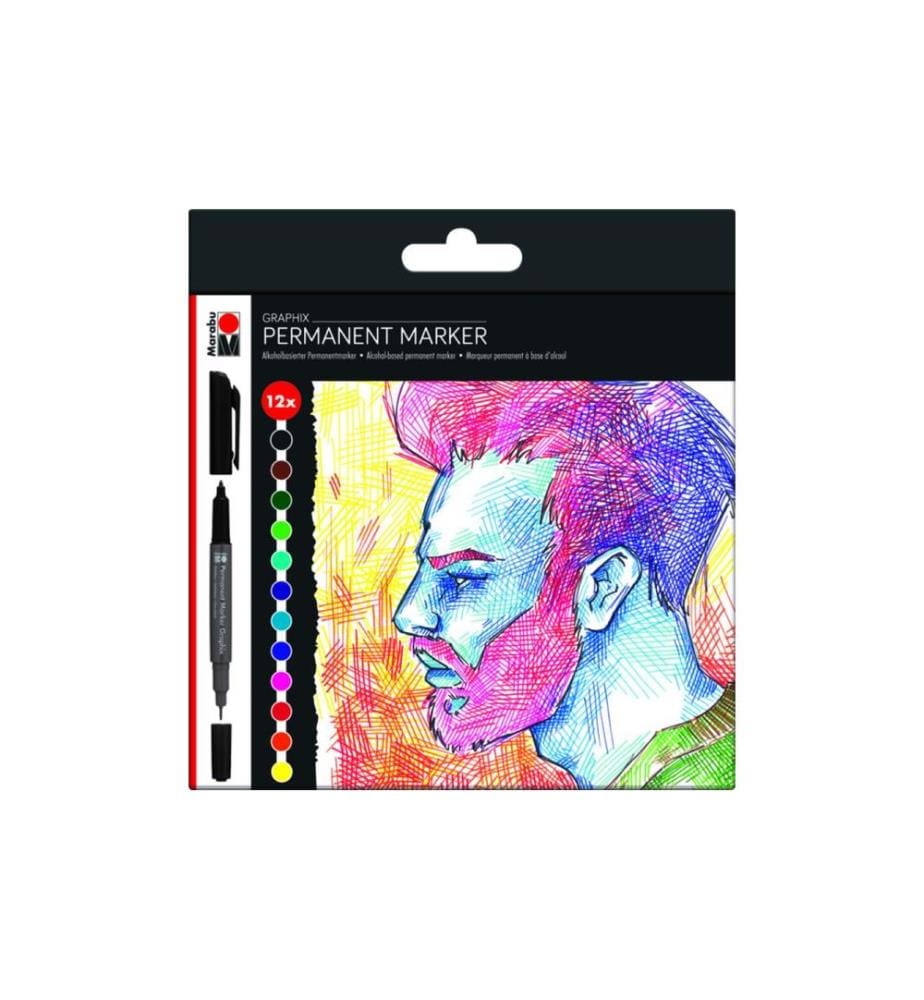 MARABU - Marqueur indélébile Graphix Significant 12 pièces
