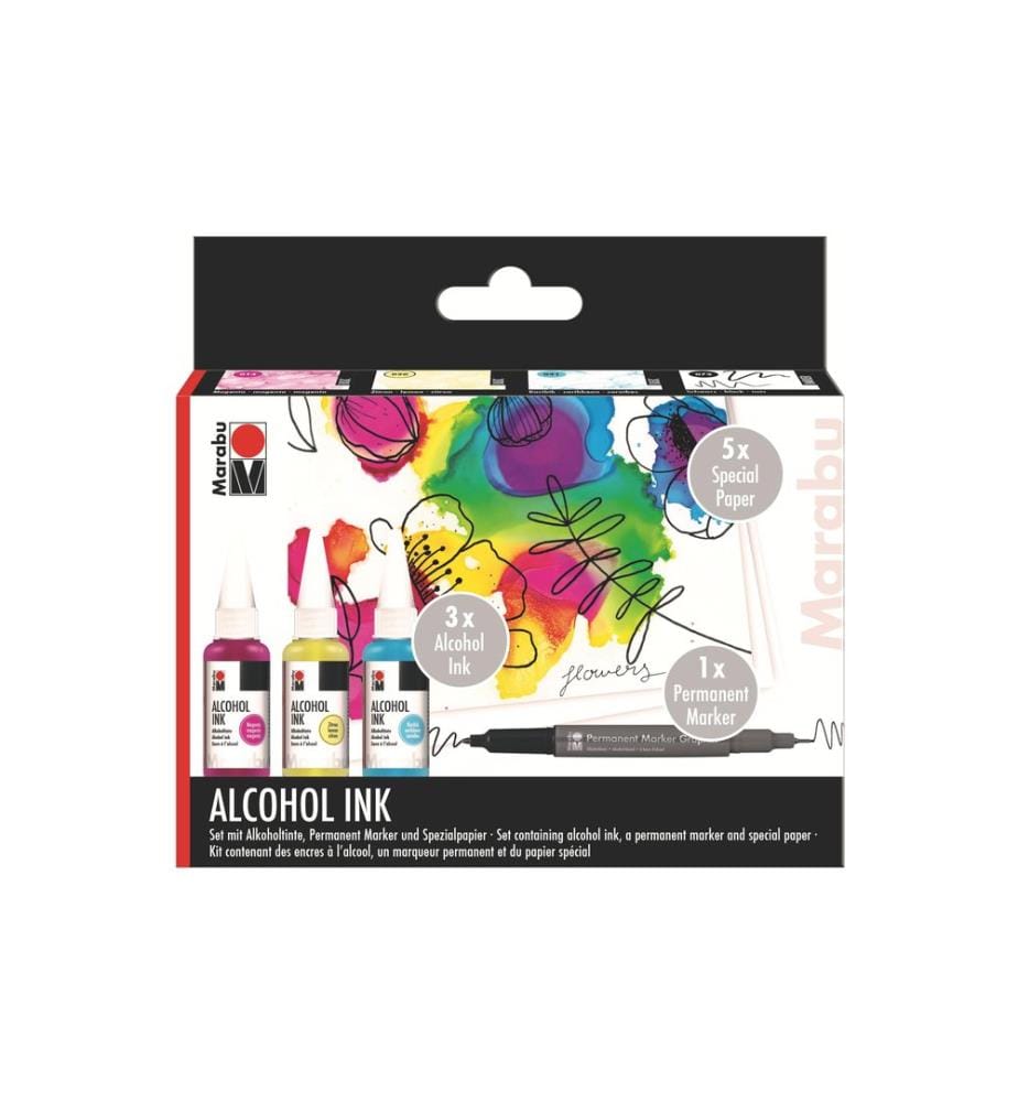 MARABU - Encre à l'alcool Ink Set FLOWERS, 3 pièces