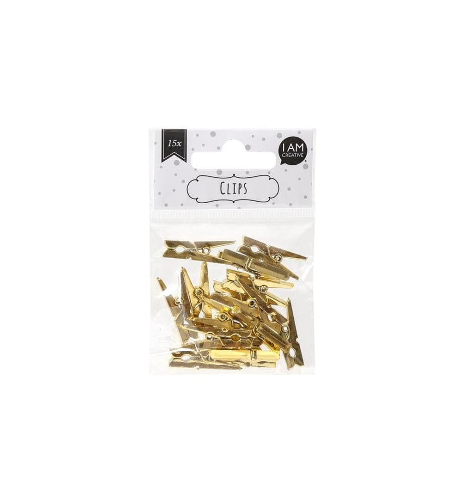 I AM CREATIVE - Klammer 4 x 30 mm 15 Stück, Gold