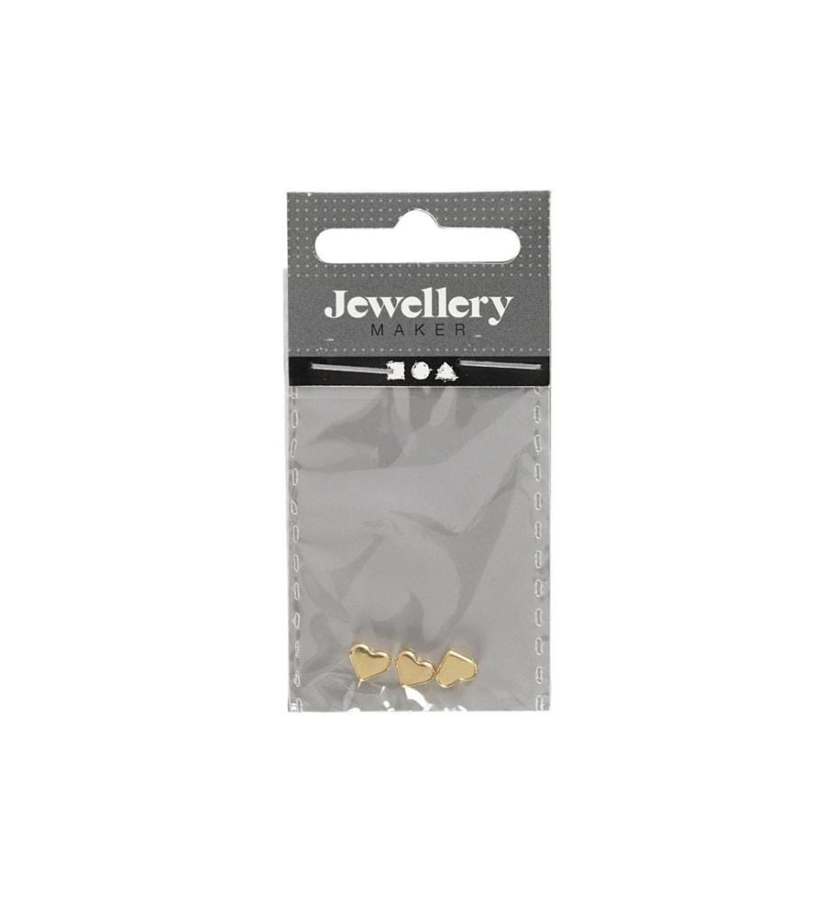 CREATIV COMPANY - Perlen Herz, 7 mm, Vergoldet, 3 Stk.