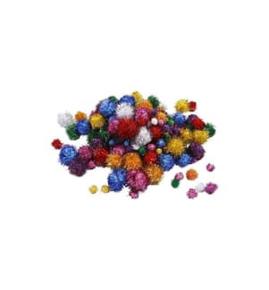 CREATIV COMPANY - Pompon 5-40 mm Glitzer, ca 75 Stück, farbig assortiert