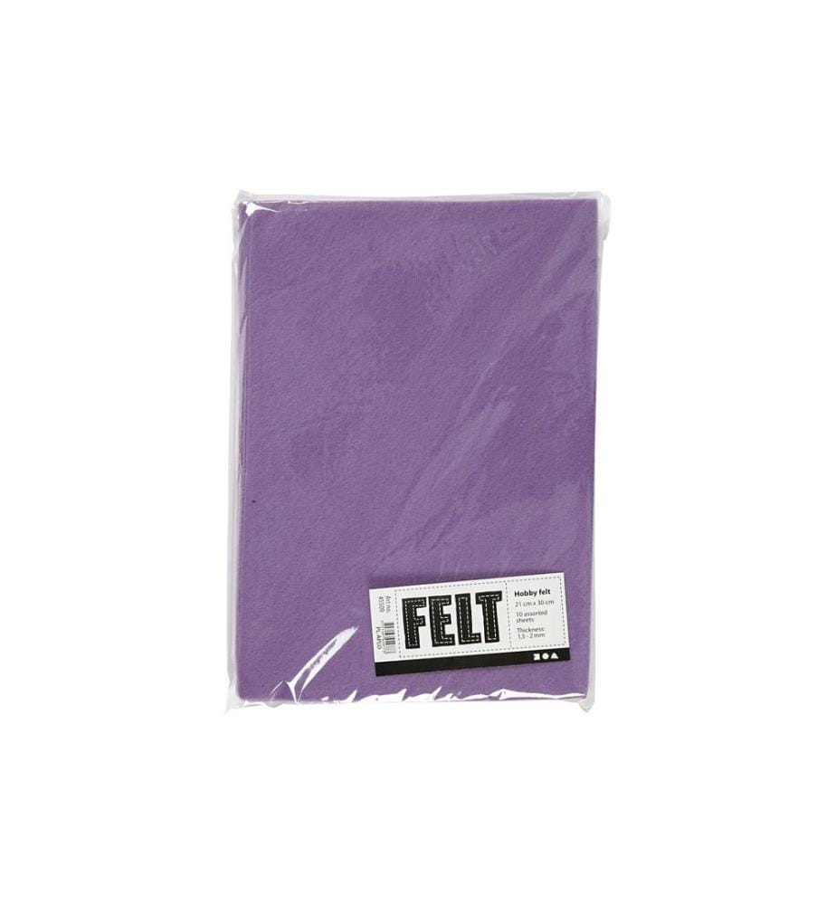 CREATIV COMPANY - Bastelfilz 1.5 - 2 mm, A4, 10 Blatt, Hellviolett