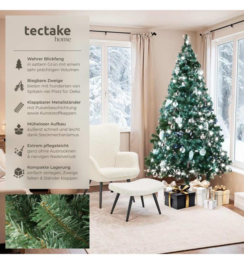 Sapin de Noël artificiel avec support métallique - 180 cm