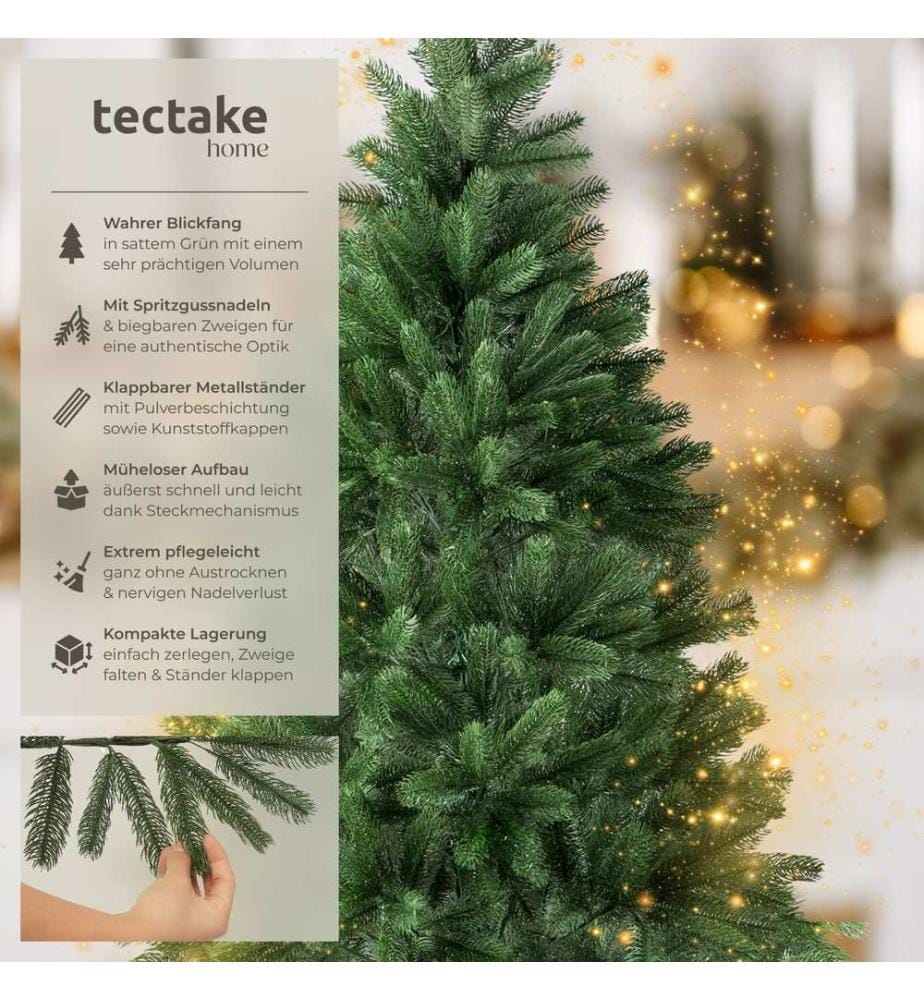 Christmas Tree - artificial Christmas tree with injection-moulded needles and bendable branches - 180 cm, without fairy lights