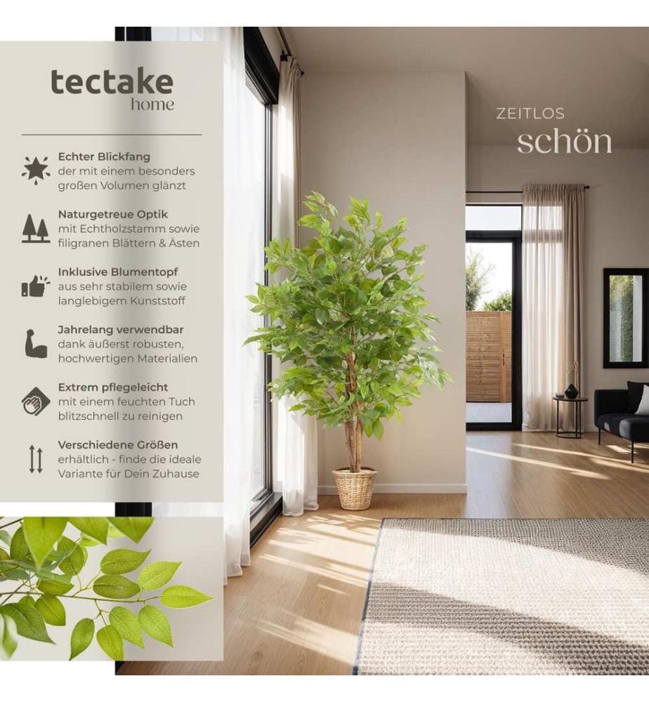 Albero di Ficus artificiale Fida, texture realistica - 120 cm