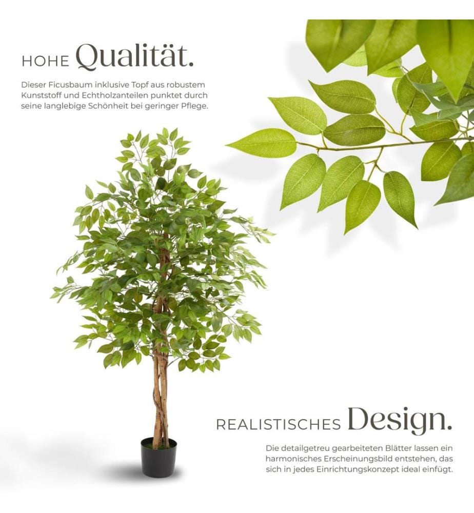 Albero di Ficus artificiale Fida, texture realistica - 160 cm