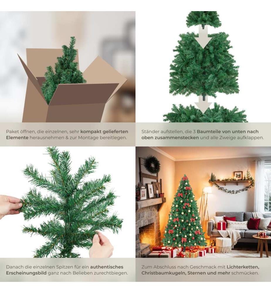 Arbre de Noël artificiel DASHER à l'aspect naturel - 210 cm, sans guirlandes lumineuses