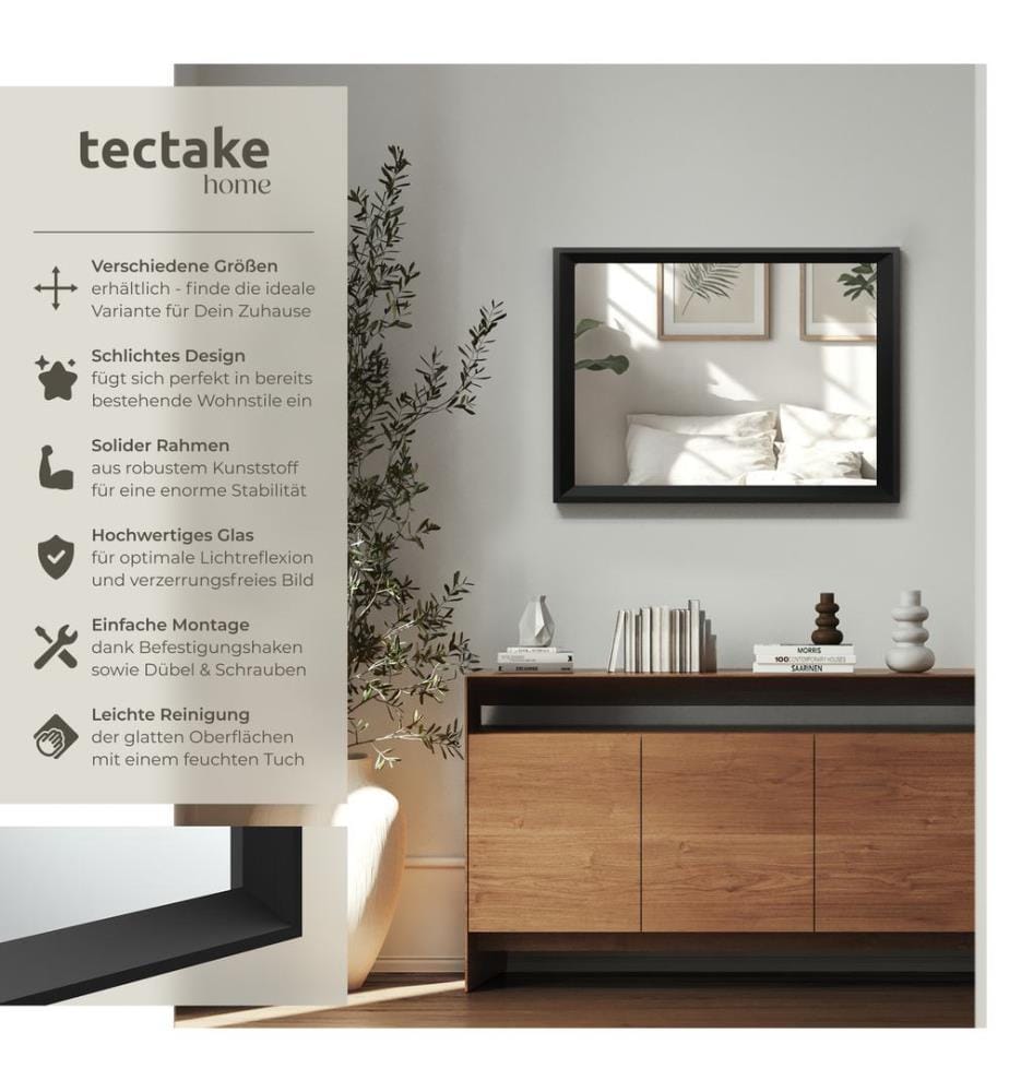 Wall Mirror Elina - rectangular, with plastic frame, includes mounting materials - 50 x 70 cm