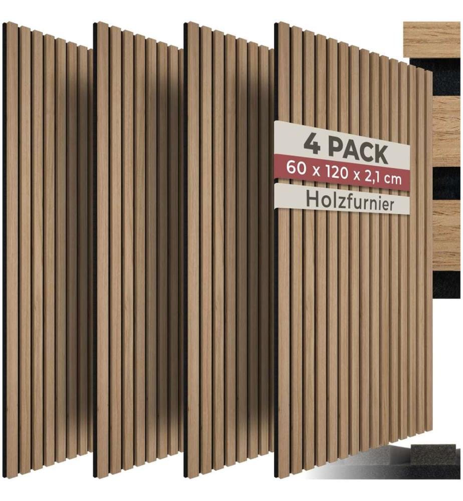 Akustikpaneele Sonic Wall Holzoptik - Eiche, 4er Set