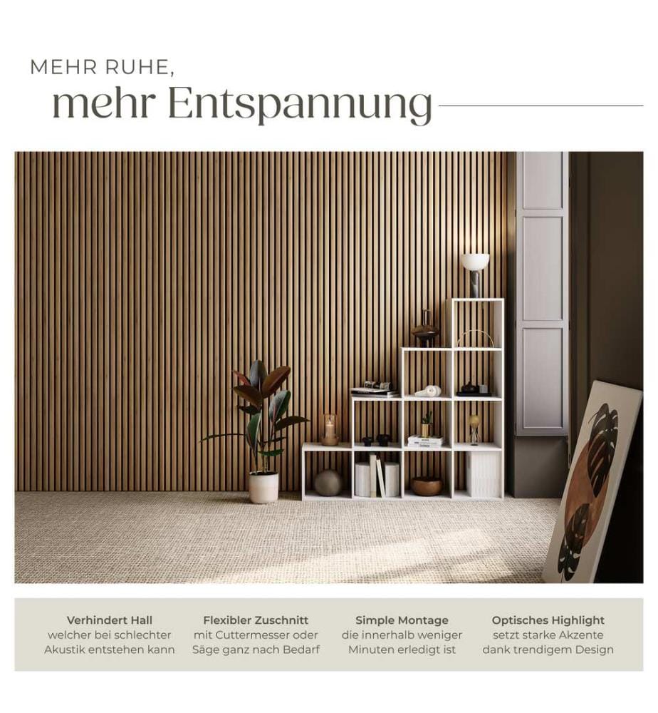 Akustikpaneele Sonic Wall Holzoptik - Eiche, 4er Set