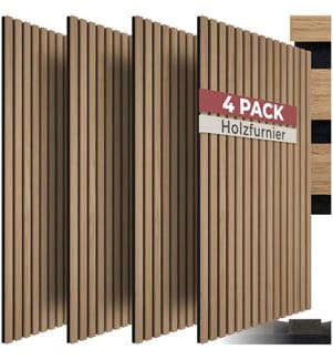 Panneaux acoustiques Sonic Wall II aspect bois - marron chêne, Lot de 4