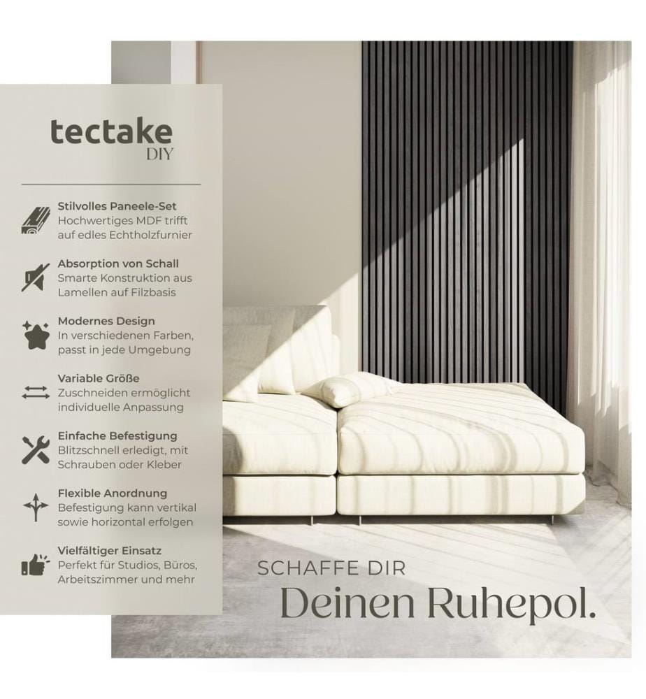 Akustikpaneele Sonic Wall II Holzoptik - Eiche hellgrau, 4er Set