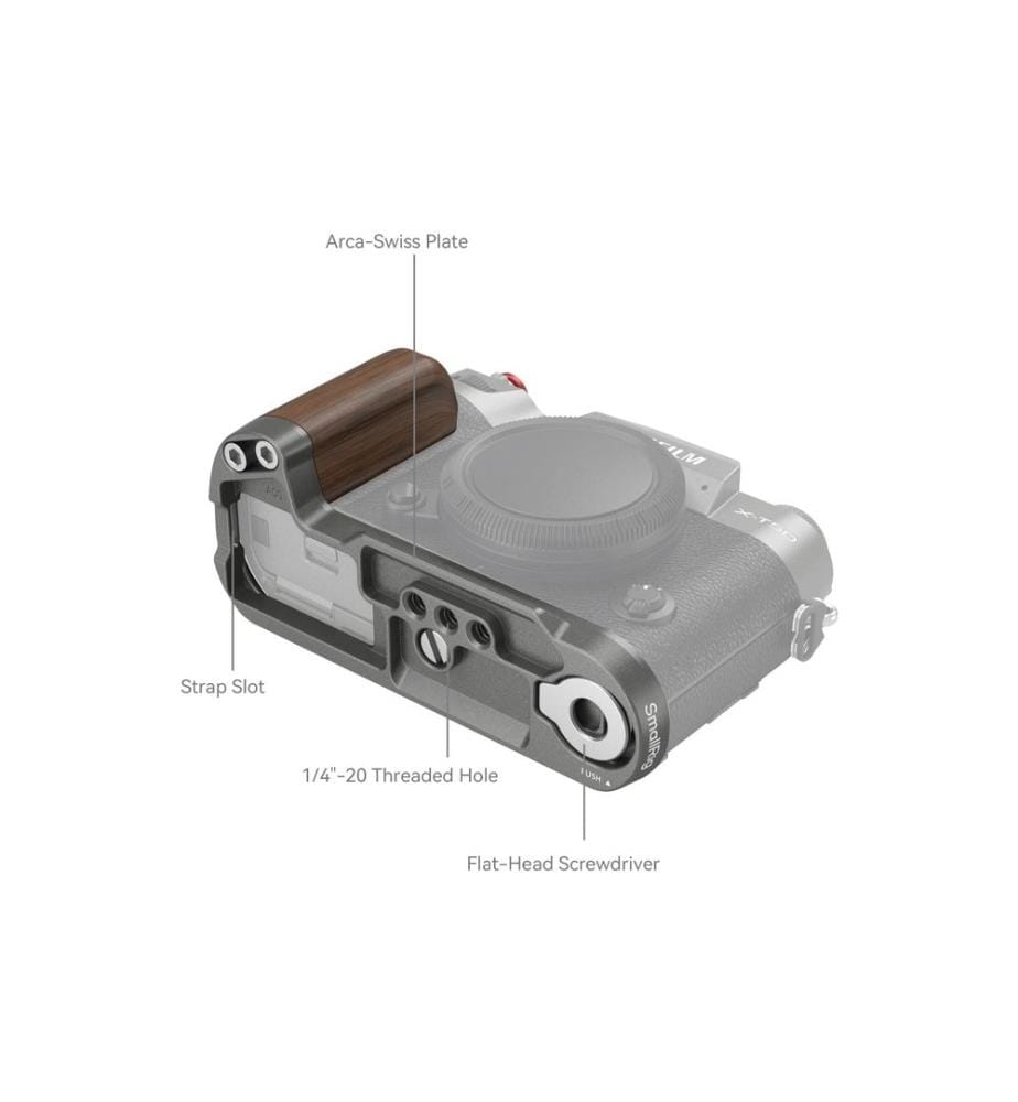 SMALLRIG - L-Winkel Holzgriff für FUJIFILM X-T50 - Holzkohle-Silber