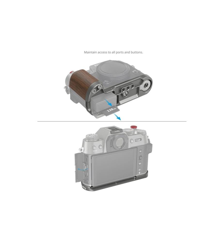 SMALLRIG - L-Winkel Holzgriff für FUJIFILM X-T50 - Holzkohle-Silber