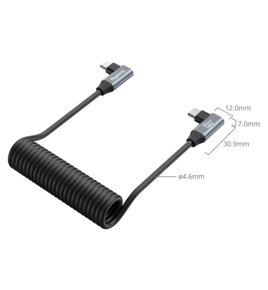 SMALLRIG - Câble USB-C Coiled Data Cable Coudé sur coudé