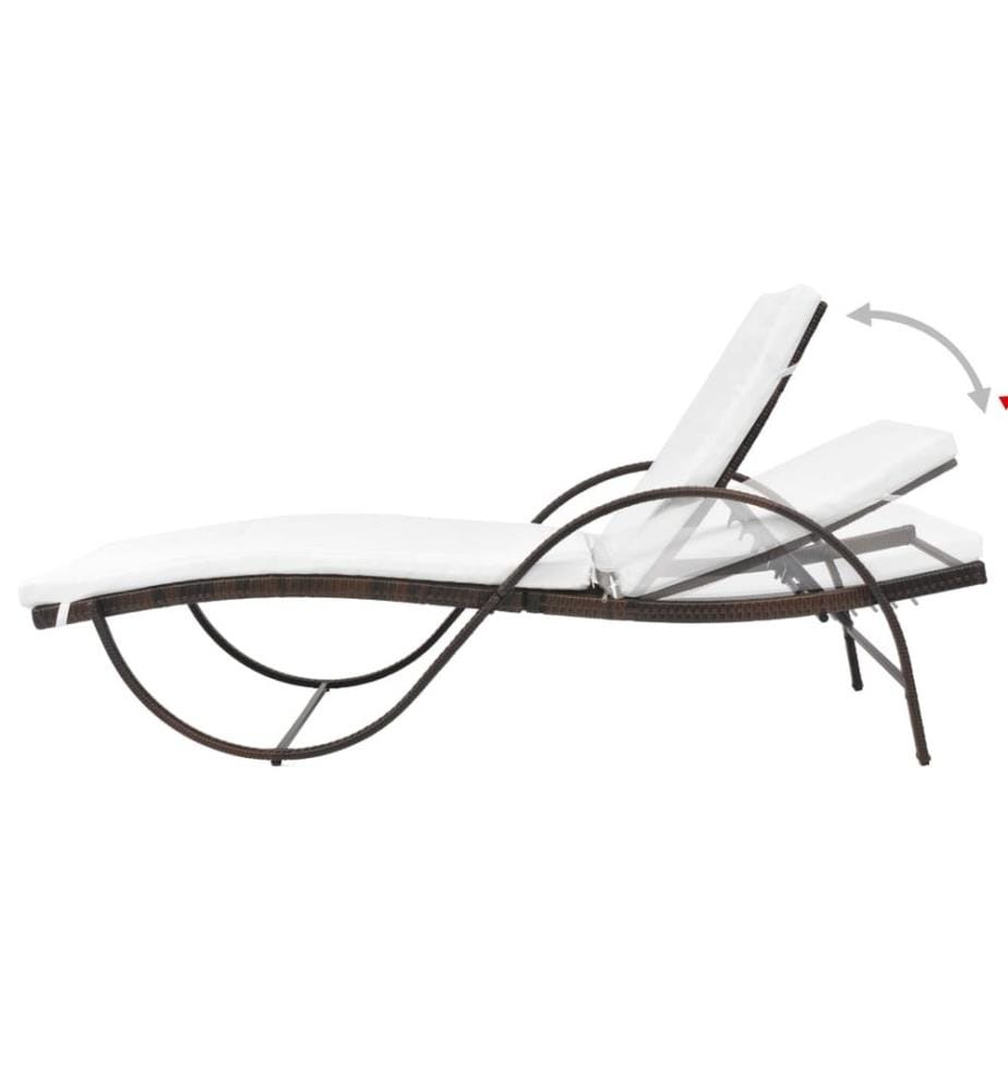 vidaXL Sonnenliegen 2 Stk. mit Tisch Poly Rattan Braun