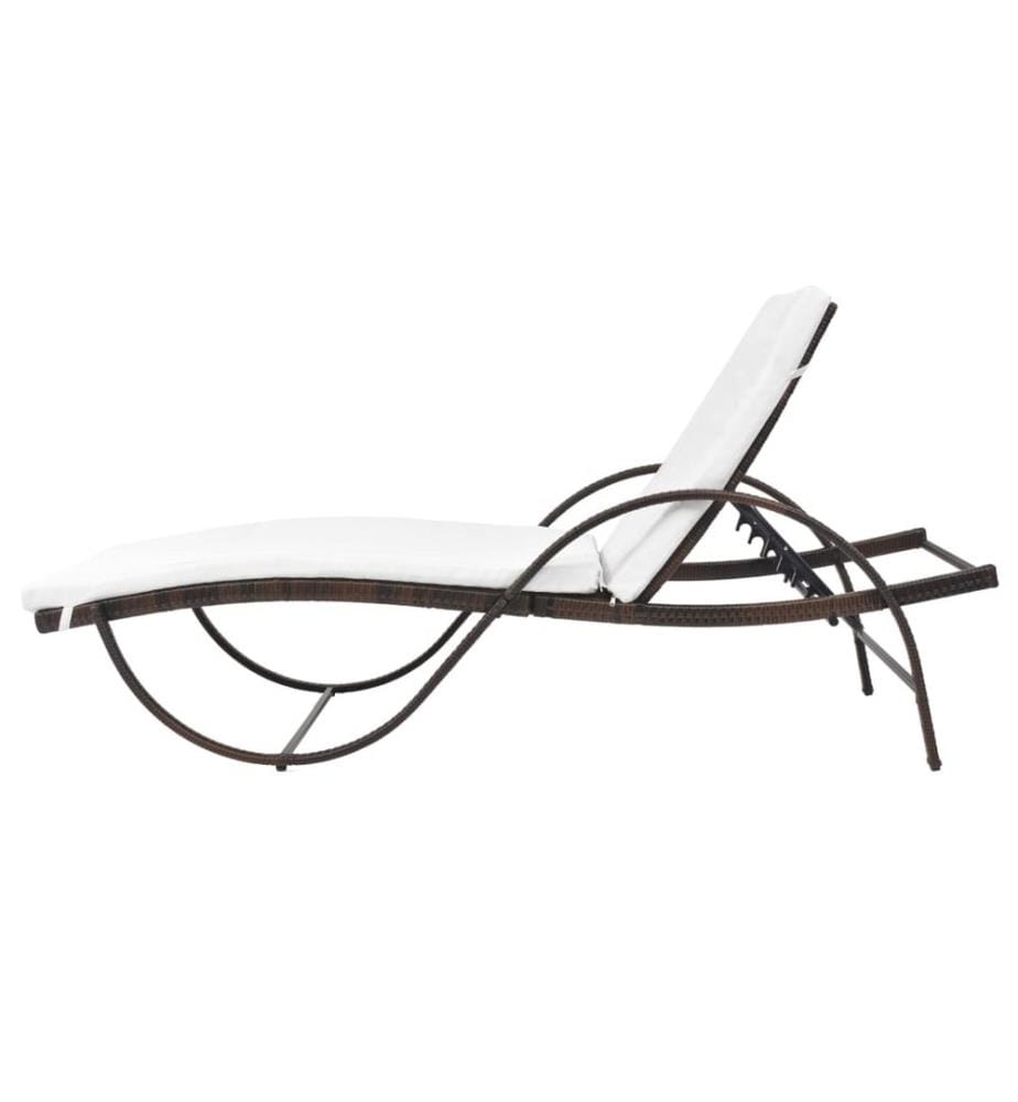 vidaXL Sonnenliegen 2 Stk. mit Tisch Poly Rattan Braun