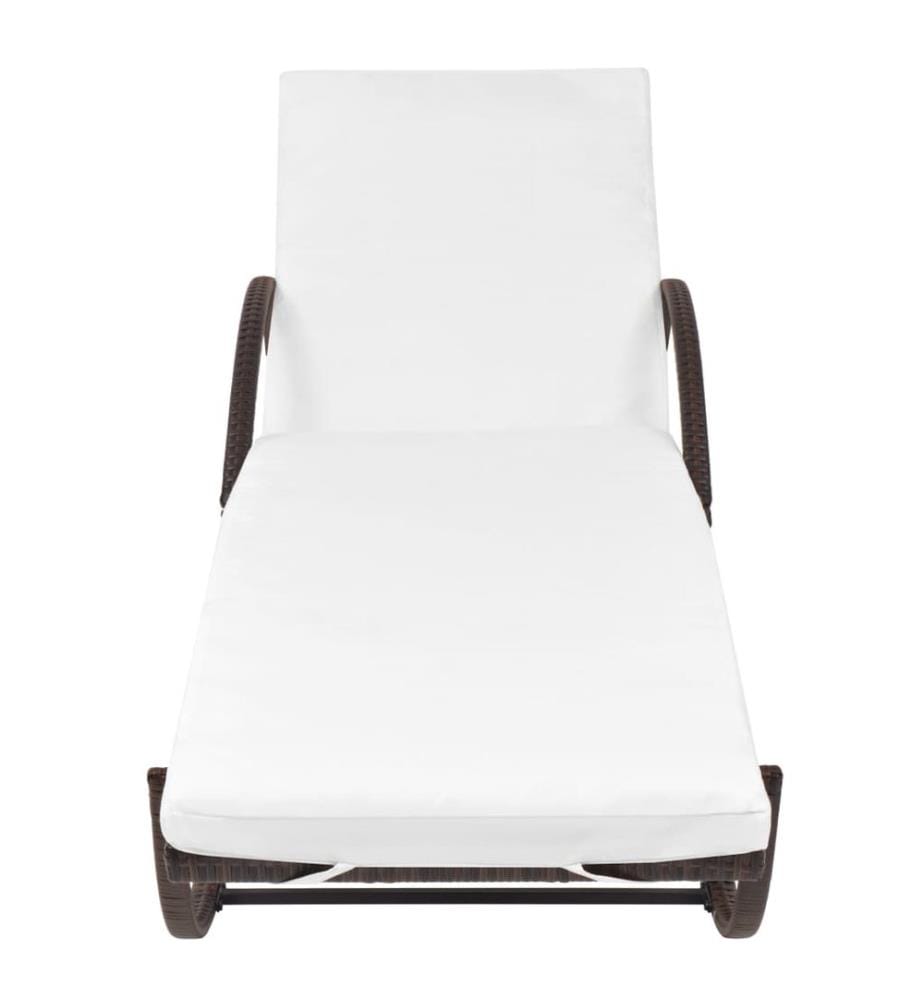 vidaXL Sonnenliegen 2 Stk. mit Tisch Poly Rattan Braun