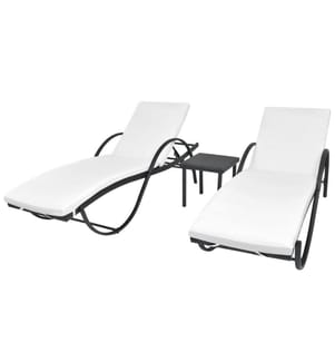 vidaXL Chaises longues lot de 2 avec table résine tressée noir